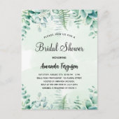 Invitation Carte Postale Bois de douche nuptiale eucalyptus (Devant)