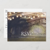 Invitation Carte Postale Bois rustique Enchanted Lumières Forêt Mariage RSV (Devant / Derrière)