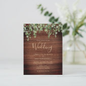 Invitation Carte Postale Bois rustique Eucalyptus Feuillage Mariage (Debout devant)