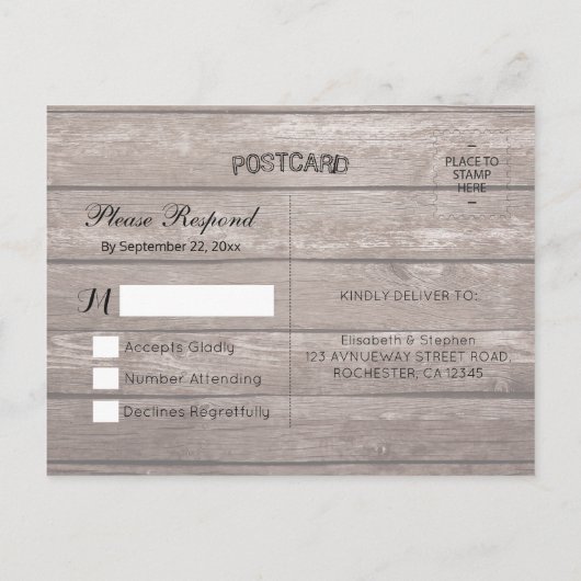 Invitation Carte Postale Bois rustique & Mason Jar String Lumières Mariage (Dos)