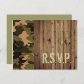 Invitation Carte Postale bois rustique pays occidental Camo Mariage rsvp (Devant / Derrière)