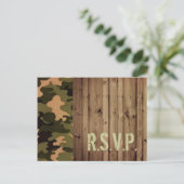 Invitation Carte Postale bois rustique pays occidental Camo Mariage rsvp (Debout devant)
