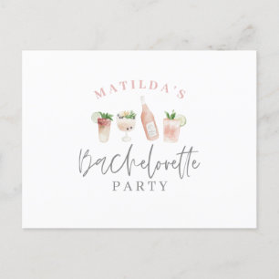 Invitation Carte Postale boissons aquarelle peinte bachelorette fête invit