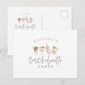 Invitation Carte Postale boissons aquarelle peinte bachelorette fête invit (Devant / Derrière)