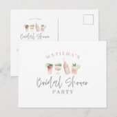 Invitation Carte Postale boissons peintes à l'aquarelle fête de douche nupt (Devant / Derrière)