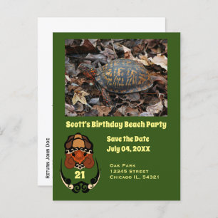 Invitation Carte Postale Boîte Turtle Cartoon Anniversaire de fête Photo