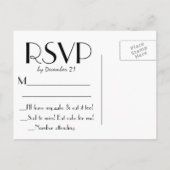 Invitation Carte Postale Bokeh Bokeh Bokeh Clair Noir RSVP (Dos)