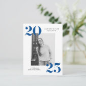 Invitation Carte Postale Bold 2023 Blue Lettering Photo Graduation Party (Debout devant)