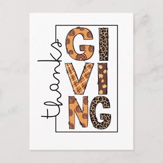 Invitation Carte Postale Bon thanksgiving Empreinte de léopard Rainbow Turq (Devant)