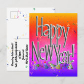 Invitation Carte Postale BONNE ANNÉE ! Image texte (Devant / Derrière)