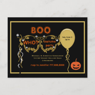 Invitation Carte Postale Boo Who? Halloween Costume Party