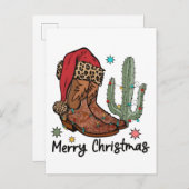 Invitation Carte Postale Boots de l'Ouest Père Noël Joyeux Noël Bottes Noël (Devant / Derrière)