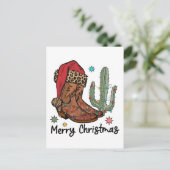 Invitation Carte Postale Boots de l'Ouest Père Noël Joyeux Noël Bottes Noël (Debout devant)
