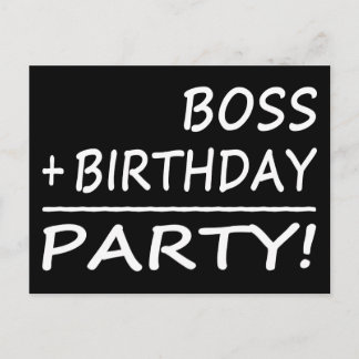 Invitation Carte Postale Boss : Boss + Anniversaire = Fête