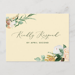 Invitation Carte Postale Botanique Boho Vert Pastel Mariage jaune RSVP