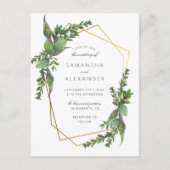Invitation Carte Postale Botanique Verdure & Or Mariage géométrique (Devant)