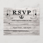 Invitation Carte Postale Botte de cowboy du Mariage campagnard RSVP Ouest B (Devant)
