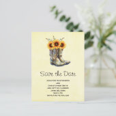 Invitation Carte Postale Bottes rustiques de cowboy avec tournesol Enregist (Debout devant)