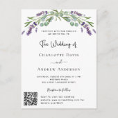 Invitation Carte Postale Boucles violets de lavande code QR mariage RSVP (Devant)