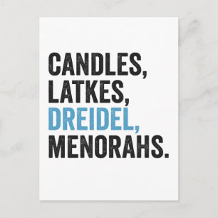 Invitation Carte Postale Bougies Latkes Toupie Menorahs Drôle Hanukkah Juif
