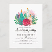 Invitation Carte Postale Bougies mignonnes Famille Fête de Noël (Devant)