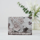 Invitation Carte Postale Bouquet blanc Serez-vous ma servante d'honneur ? (Debout devant)