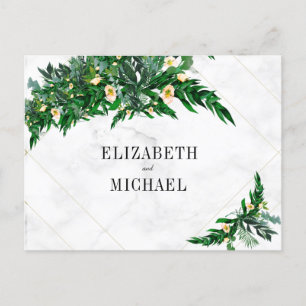 Invitation Carte Postale Bouquet de feuillage Eucalyptus Mariage blanc rust