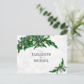 Invitation Carte Postale Bouquet de feuillage Eucalyptus Mariage blanc rust (Debout devant)