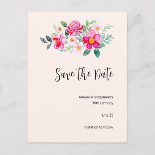 Invitation Carte Postale Bouquet de fleurs roses ludiques et charmants pour