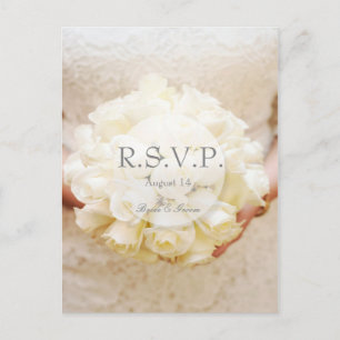 Invitation Carte Postale Bouquet de Mariage blanc RSVP