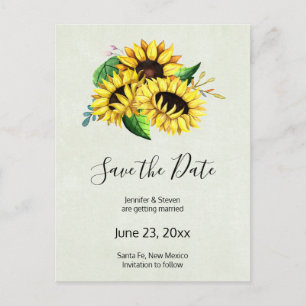 Invitation Carte Postale Bouquet de tournesol jaune Aquarelle Enregistrer l