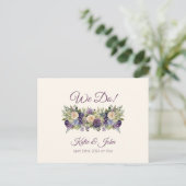 Invitation Carte Postale Bouquet-Mariage de fleurs violettes Aquarelle RSVP (Debout devant)