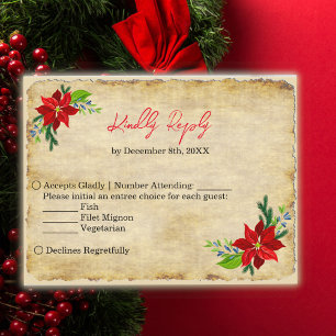 Invitation Carte Postale Bouquet Poinsettia, RSV Vintage
