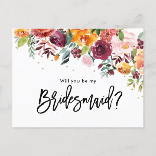 Invitation Carte Postale Bourgogne Blush Floral Serez-Vous Ma Femme D'Accue