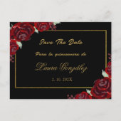 Invitation Carte Postale Bourgogne noir Save the Date quinceañera (Devant)