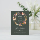 Invitation Carte Postale Bourgogne Orange Vert Floral Enregistrer La Date I (Debout devant)