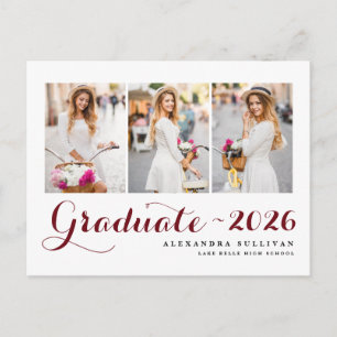 Invitation Carte Postale Bourgogne Promotion 2026 Collage de Photos Remise