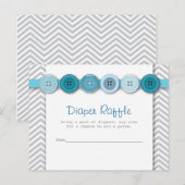 Invitation Carte Postale Bouton bleu Baby shower rabat Insérer (Devant / Derrière)