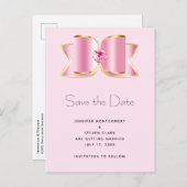 Invitation Carte Postale Bow en verre rose avec une pierre angulaire Enregi (Devant / Derrière)