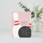 Invitation Carte Postale Bowling fête d'anniversaire (Debout devant)