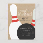 Invitation Carte Postale Bowling fête d'anniversaire (Devant)