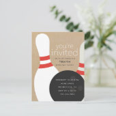 Invitation Carte Postale Bowling fête d'anniversaire (Debout devant)