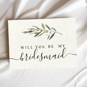 Invitation Carte Postale Branche simple à l'aquarelle vert olive