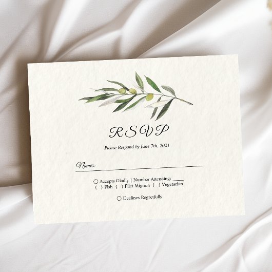 Invitation Carte Postale Branche simple à l'aquarelle vert olive