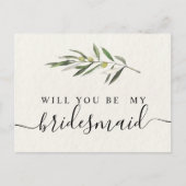 Invitation Carte Postale Branche simple à l'aquarelle vert olive (Devant)