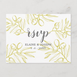 Invitation Carte Postale Branches d'olivier Nature Verdure Mariage botaniqu
