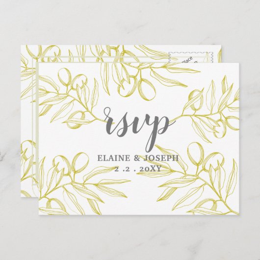 Invitation Carte Postale Branches d'olivier Nature Verdure Mariage botaniqu (Devant / Derrière)