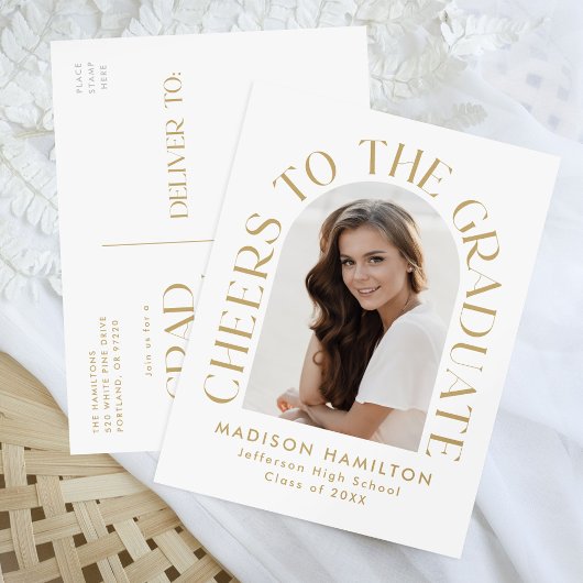 Invitation Carte Postale Bravo à la Graduate Arch Photo Graduation Party