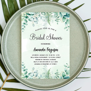 Invitation Carte Postale Bridal shower eucalyptus woodland