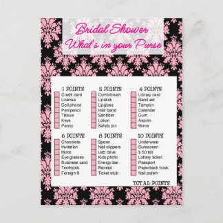 Invitation Carte Postale Bridal Shower game, What i your purse